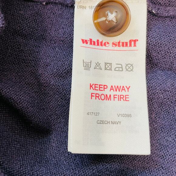 White Stuff Purple Wool Blend Button Sides Scoop Neck Long Sleeve UK Sweater 8 - Picture 8 of 11
